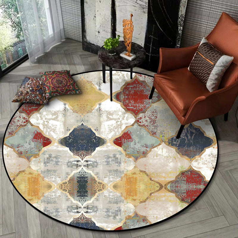Avtoit | Tribal Geometry Ogee Pattern Carpet Red Moroccan Carpet Polyester pet-friendly washable non-slip area rug for decoration