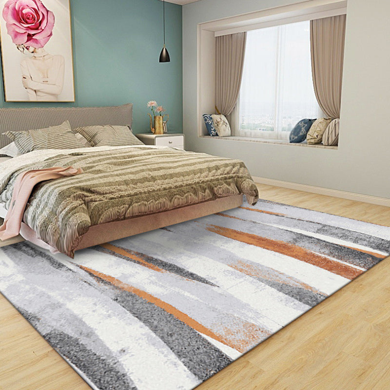 Avtoit | Gray living room carpet industrial brush stroke pattern carpet polyester machine washable pet-friendly carpet