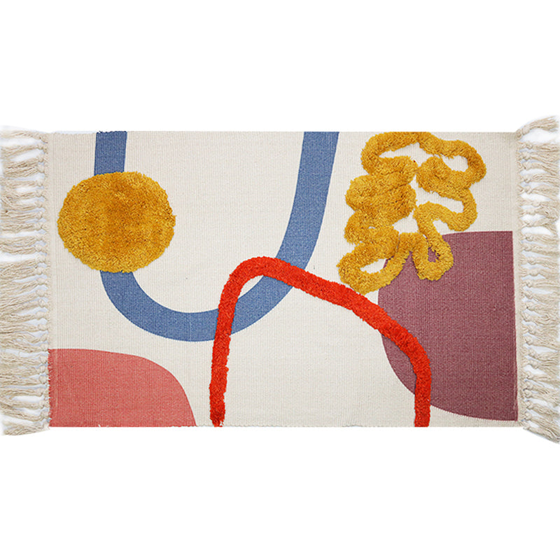 Avtoit | Multicolor Abstract Rug Cotton Novelty Rug Washable Non-Slip Pet-Friendly Rug for the Living Room