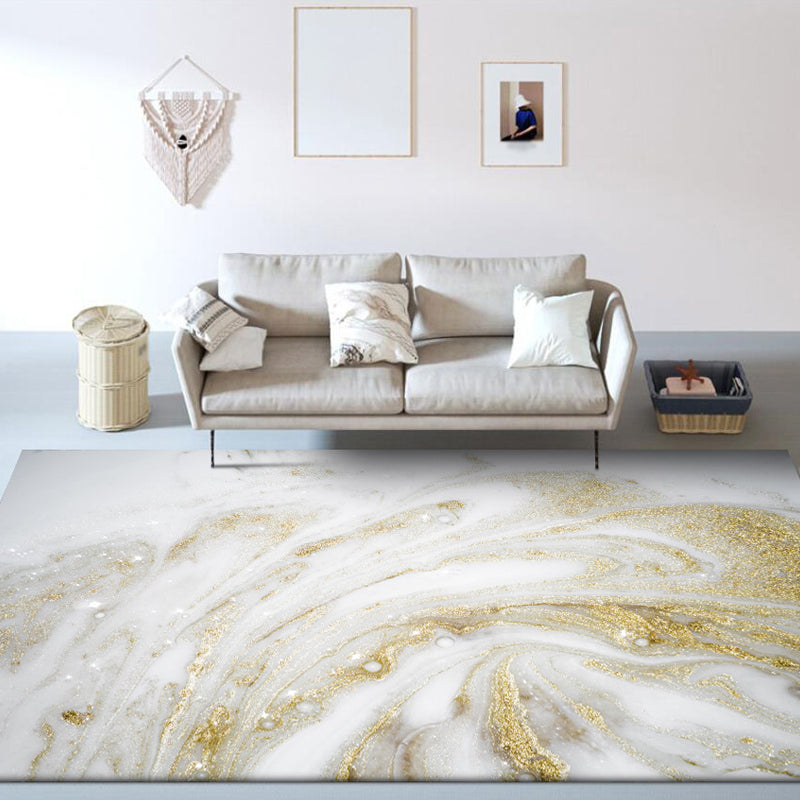 Avtoit | Unique Abstract Area Rug Gold New Rug Polypropylene Pet Friendly Washable Non-Slip Area Rug for Home