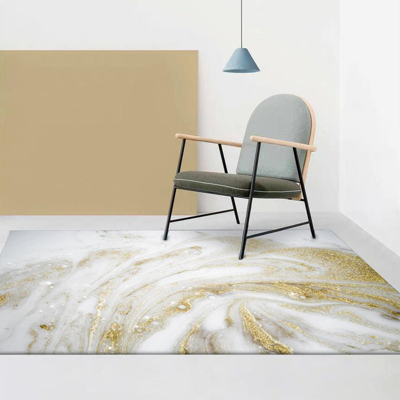 Avtoit | Unique Abstract Area Rug Gold New Rug Polypropylene Pet Friendly Washable Non-Slip Area Rug for Home