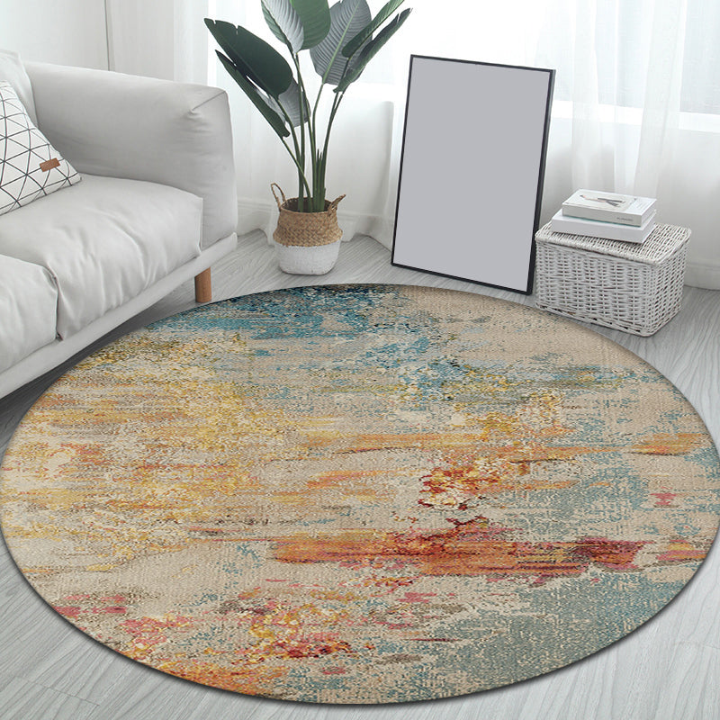 Avtoit | Multicolor Industrial Indoor Rug Polyester Abstract Rug Pet Friendly Washable Non-Slip Carpet for Living Room