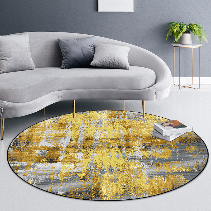 Avtoit | Industrial abstract carpet Gold Polyester rug non-slip pet-friendly washable rug for home