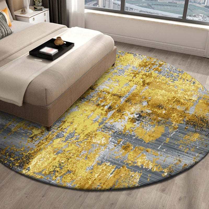 Avtoit | Industrial abstract carpet Gold Polyester rug non-slip pet-friendly washable rug for home