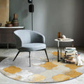 Avtoit | Gold geometric ogee pattern rug synthetic Moroccan area rug washable pet-friendly rug for decoration