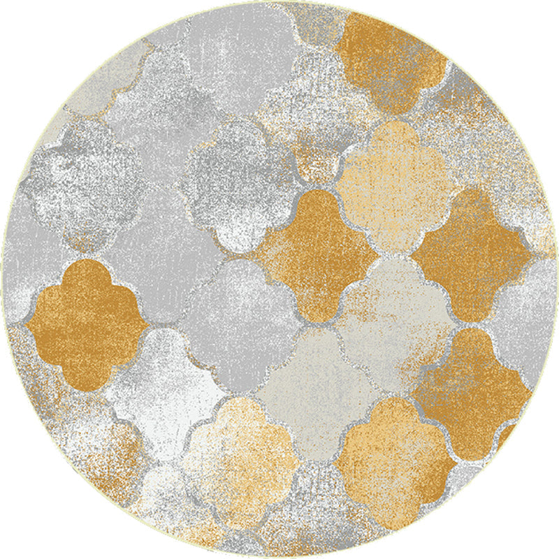 Avtoit | Gold geometric ogee pattern rug synthetic Moroccan area rug washable pet-friendly rug for decoration