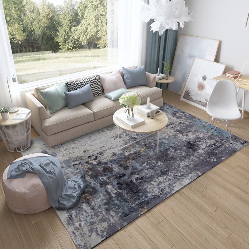 Avtoit | Industrial Living Room Rug Black Abstract Indoor Carpet Polyester Non-Slip Washable Pet-Friendly Rug
