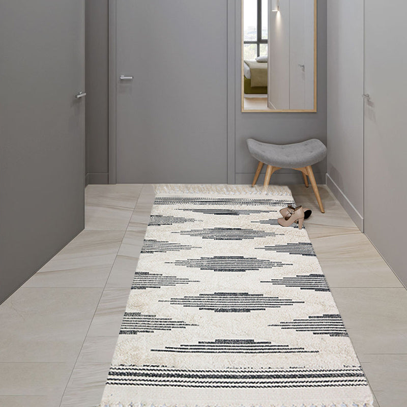 Avtoit | Yellow and gray bedroom carpet southwestern striped pattern carpet cotton non-slip backing washable area rug