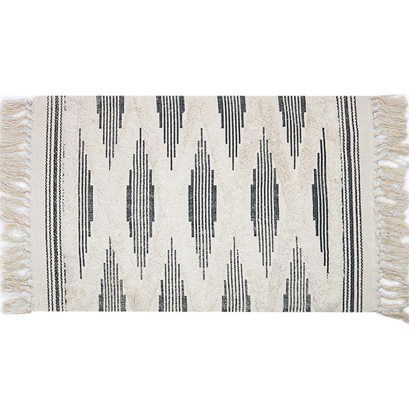 Avtoit | Yellow and gray bedroom carpet southwestern striped pattern carpet cotton non-slip backing washable area rug