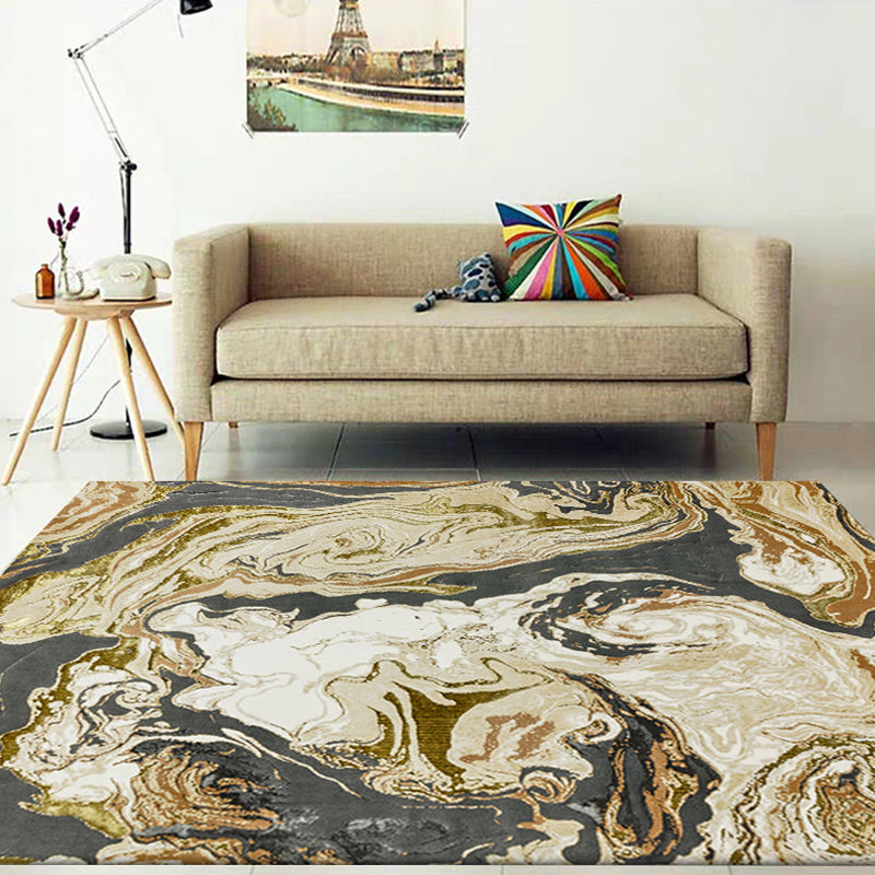 Avtoit | Gold Abstract Carpet Polyester Modern Rug Washable Non-slip Back Carpet for Decoration