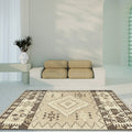 Avtoit | Brown and Blue Bohemian Rug Synthetic Tribal Diamond Pattern Rug Pet-Friendly Washable Non-Slip Rug for Decoration