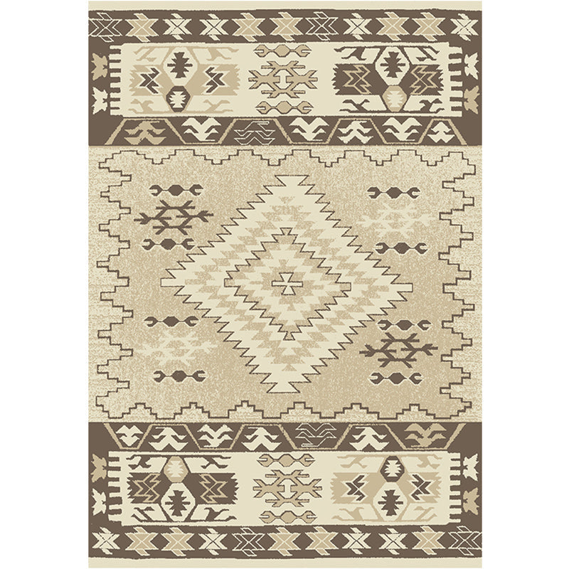 Avtoit | Brown and Blue Bohemian Rug Synthetic Tribal Diamond Pattern Rug Pet-Friendly Washable Non-Slip Rug for Decoration