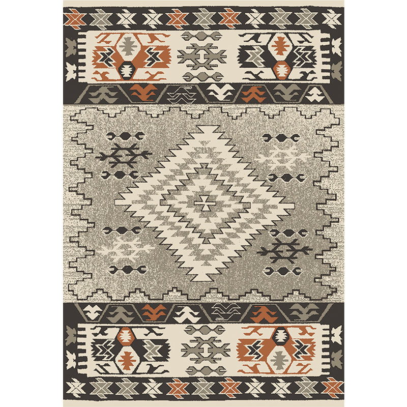 Avtoit | Brown and Blue Bohemian Rug Synthetic Tribal Diamond Pattern Rug Pet-Friendly Washable Non-Slip Rug for Decoration