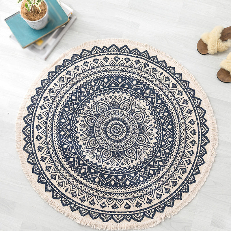 Avtoit | Moroccan tribal floral pattern rug multicolor cotton rug non-slip pet-friendly washable rug for bedroom