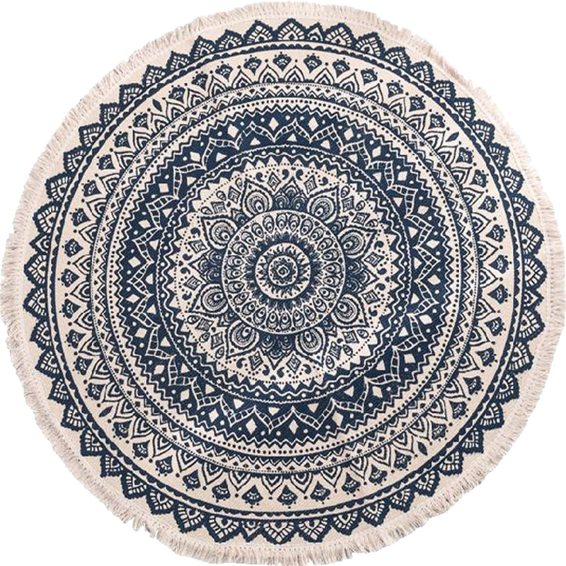 Avtoit | Moroccan tribal floral pattern rug multicolor cotton rug non-slip pet-friendly washable rug for bedroom