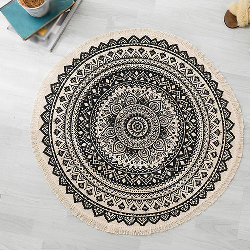 Avtoit | Moroccan tribal floral pattern rug multicolor cotton rug non-slip pet-friendly washable rug for bedroom