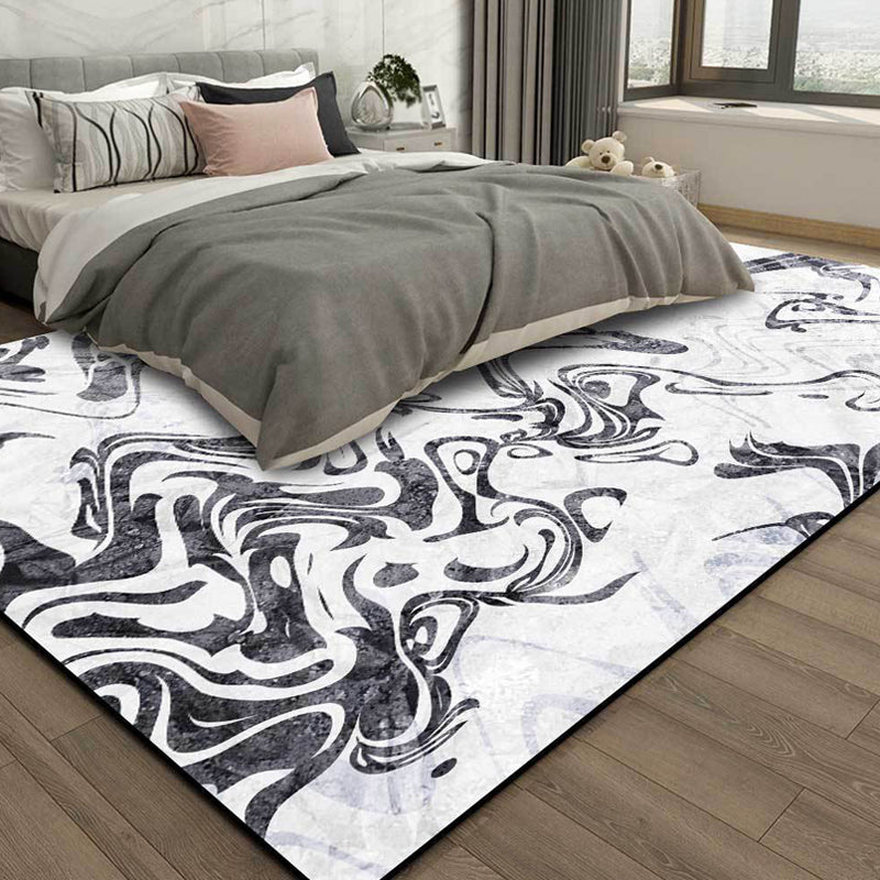 Avtoit | Black and White Study Rug Modernism Abstract Rug Polyester Machine Washable Non-Slip Back Carpet