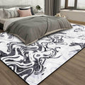 Avtoit | Black and White Study Rug Modernism Abstract Rug Polyester Machine Washable Non-Slip Back Carpet