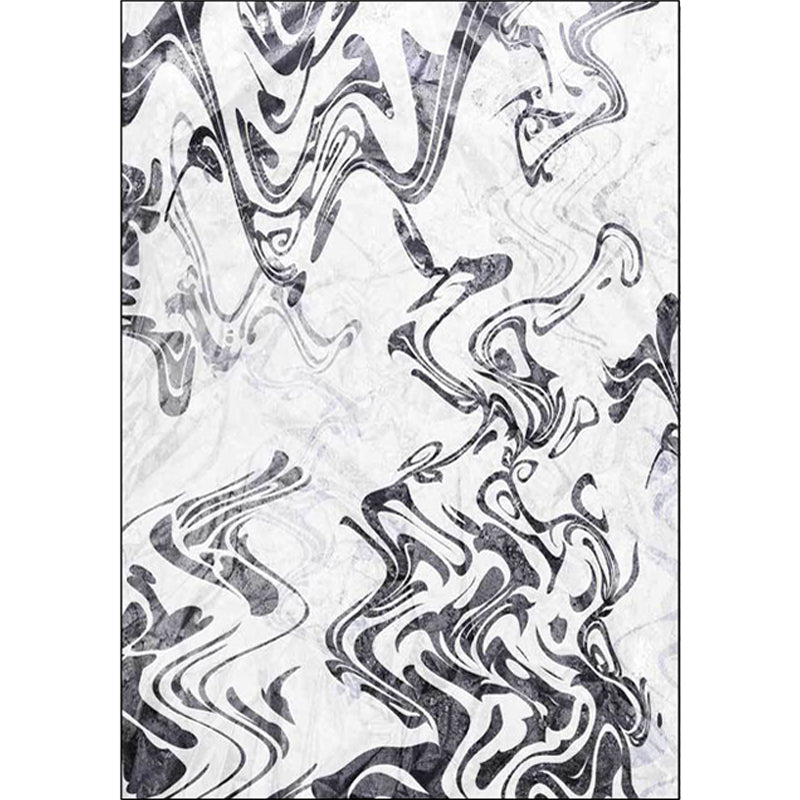 Avtoit | Black and White Study Rug Modernism Abstract Rug Polyester Machine Washable Non-Slip Back Carpet