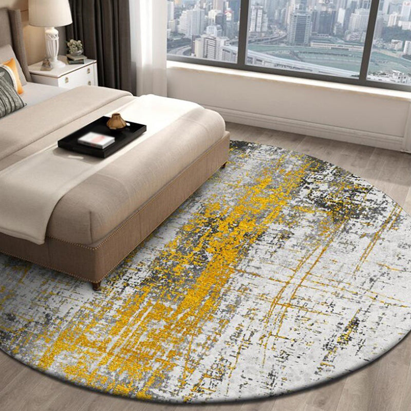 Avtoit | Yellow Industrial Carpet Polyester Abstract Carpet Pet Friendly Washable Non-slip Area Rug for Bedroom