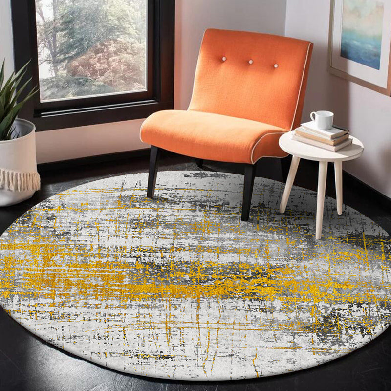 Avtoit | Yellow Industrial Carpet Polyester Abstract Carpet Pet Friendly Washable Non-slip Area Rug for Bedroom