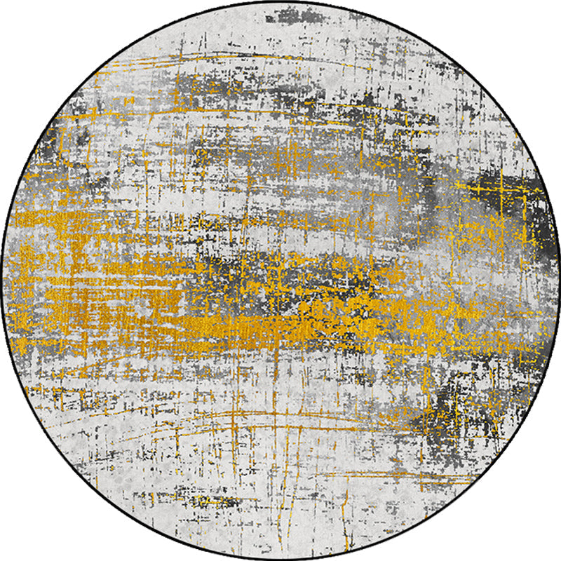 Avtoit | Yellow Industrial Carpet Polyester Abstract Carpet Pet Friendly Washable Non-slip Area Rug for Bedroom