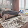 Avtoit | Industrial Abstract Rug Brown Synthetic Rug Anti-Slip Mat Pet-Friendly Washable Rug for the Living Room