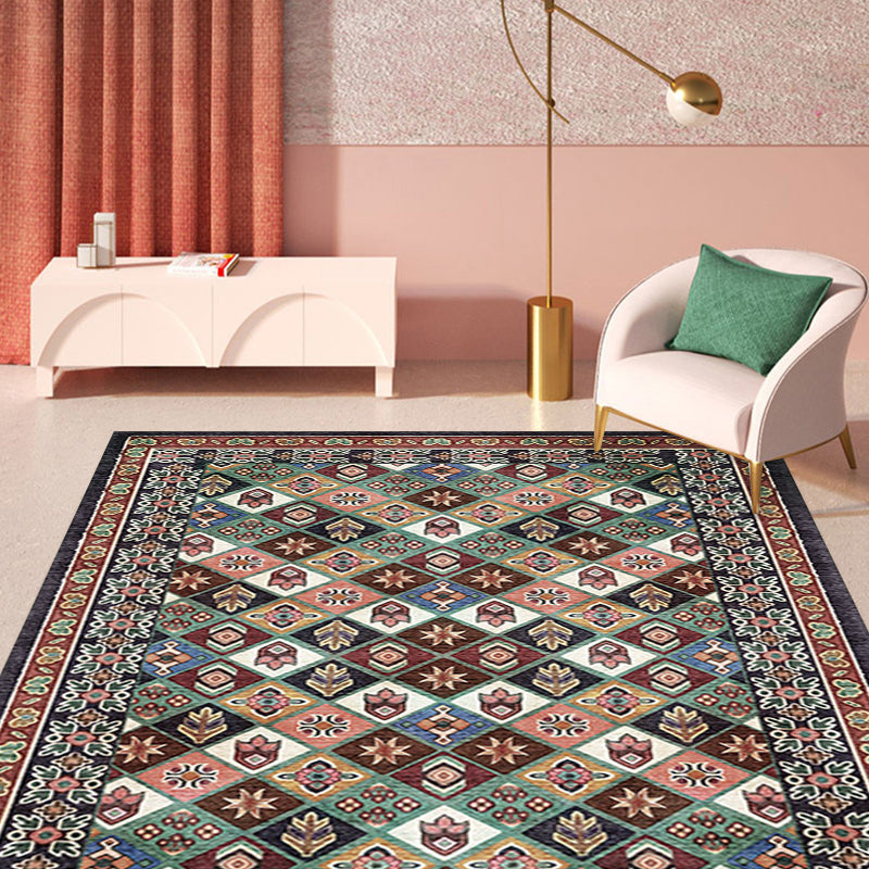 Avtoit | Moroccan Living Room Carpet Brown Tribal Geometric Pattern Carpet Polyester Washable Non-Slip Pet-Friendly Area Rug
