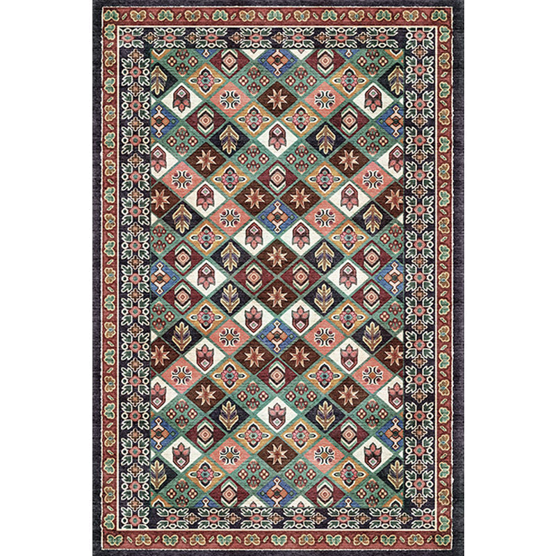 Avtoit | Moroccan Living Room Carpet Brown Tribal Geometric Pattern Carpet Polyester Washable Non-Slip Pet-Friendly Area Rug