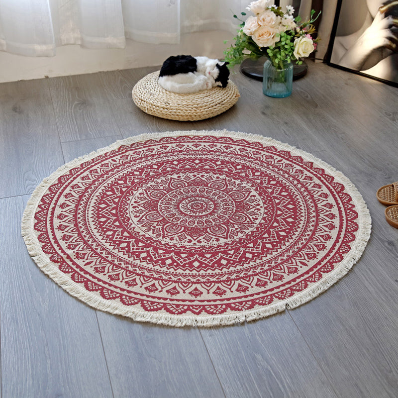 Avtoit | Floral Pattern Rug Jute Moroccan Rug Pet-Friendly Washable Non-Slip Rug for the Living Room
