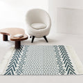 Avtoit | White and blue bedroom rug southwest tribal pattern rug cotton non-slip back washable area rug