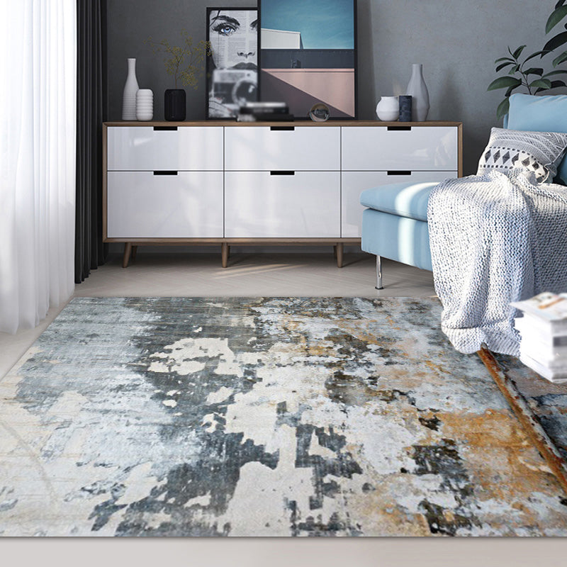 Avtoit | Dark Grey Industrial Carpet Polyester Abstract Pattern Carpet Pet Friendly Non-Slip Washable Rug for Living Room