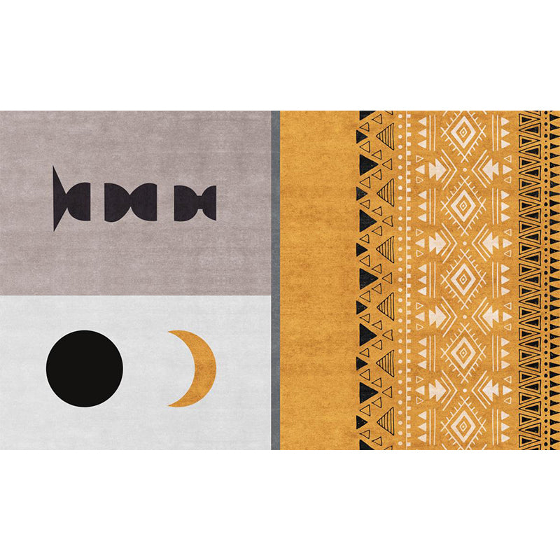 Avtoit | Yellow tribal pattern area rug polyester southwestern rug washable non-slip back rug for the study