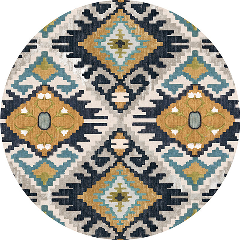 Avtoit | Colorful Living Room Carpet Southwestern Tribal Diamond Pattern Carpet Synthetic Machine Washable Non-Slip Back Carpet