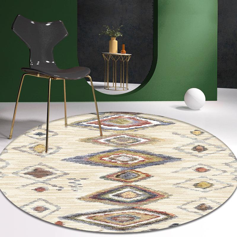 Avtoit | Colorful Living Room Carpet Southwestern Tribal Diamond Pattern Carpet Synthetic Machine Washable Non-Slip Back Carpet