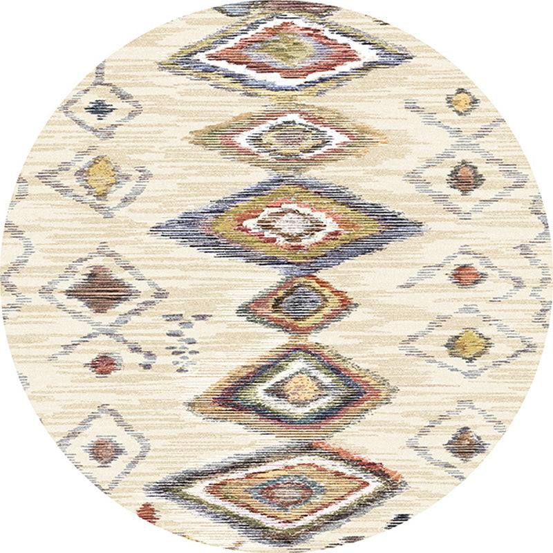 Avtoit | Colorful Living Room Carpet Southwestern Tribal Diamond Pattern Carpet Synthetic Machine Washable Non-Slip Back Carpet