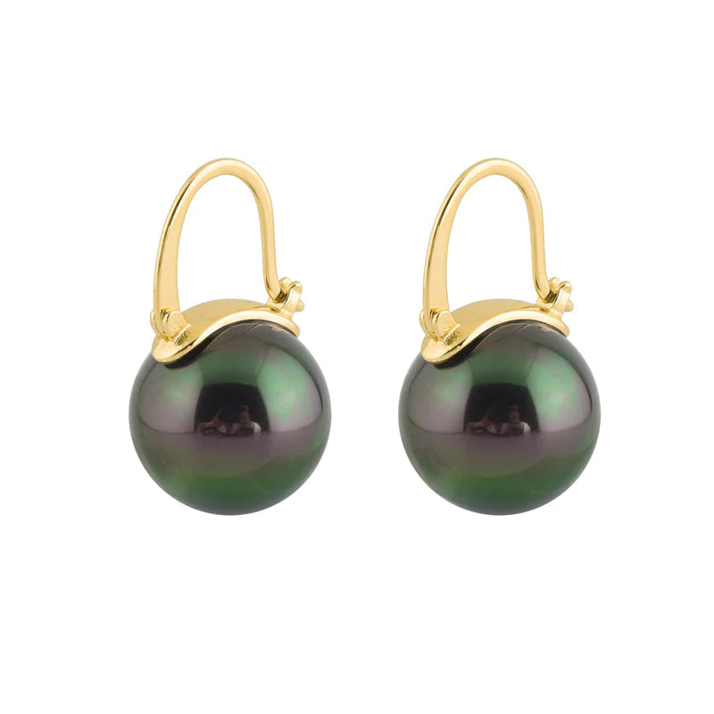 Avtoit | Black Pearl Earrings  Available in White Champagne Grey Gold and Black  Pearl Dangle Earrings