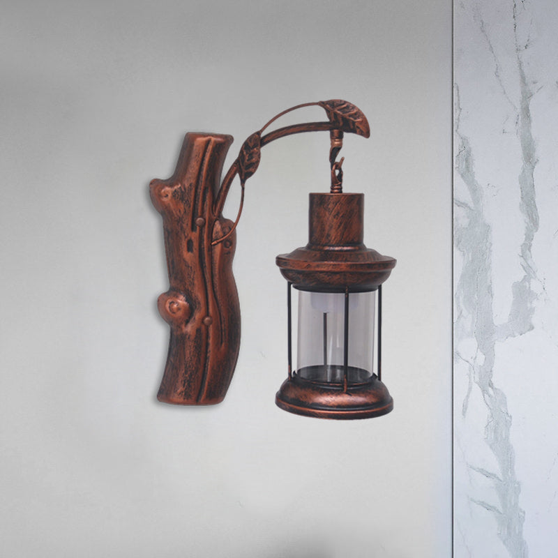 Avtoit | Kerosene Gang Wall Light Fixture Coastal Clear Glass 1 Light Black/Copper Sconce Lamp
