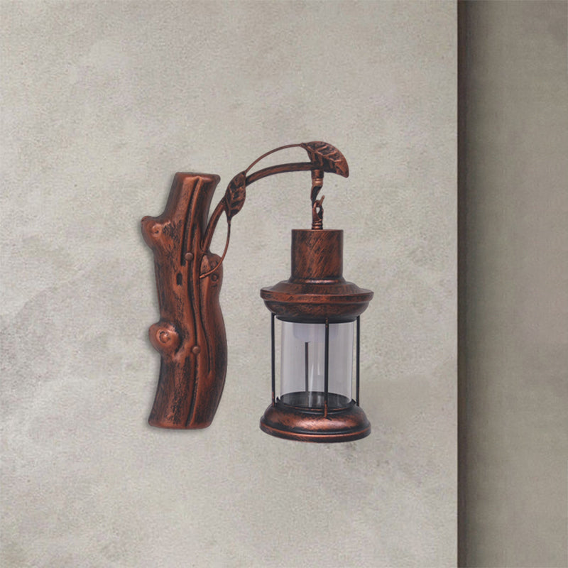 Avtoit | Kerosene Gang Wall Light Fixture Coastal Clear Glass 1 Light Black/Copper Sconce Lamp