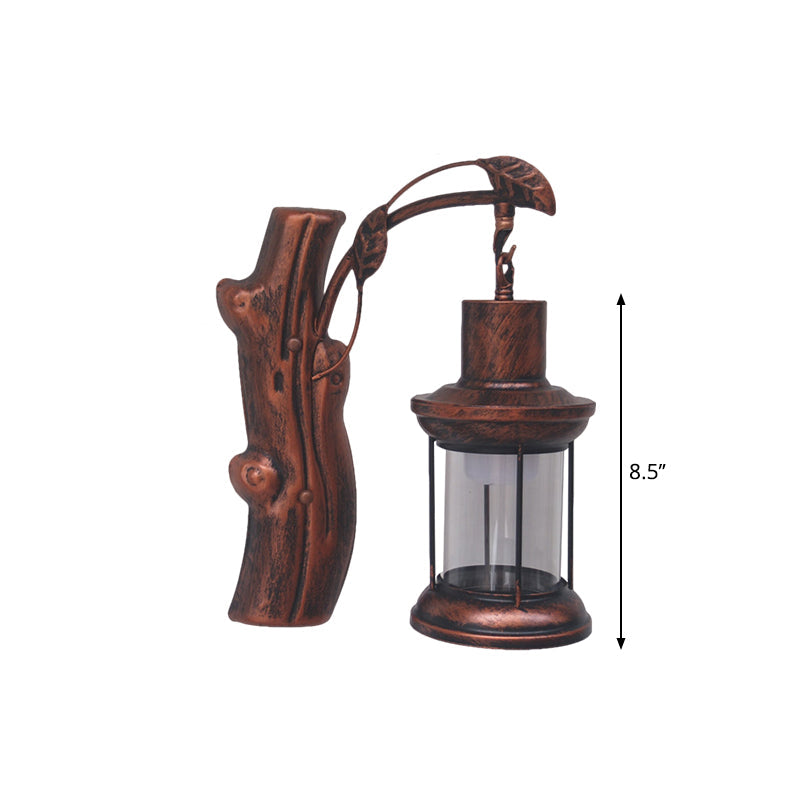 Avtoit | Kerosene Gang Wall Light Fixture Coastal Clear Glass 1 Light Black/Copper Sconce Lamp