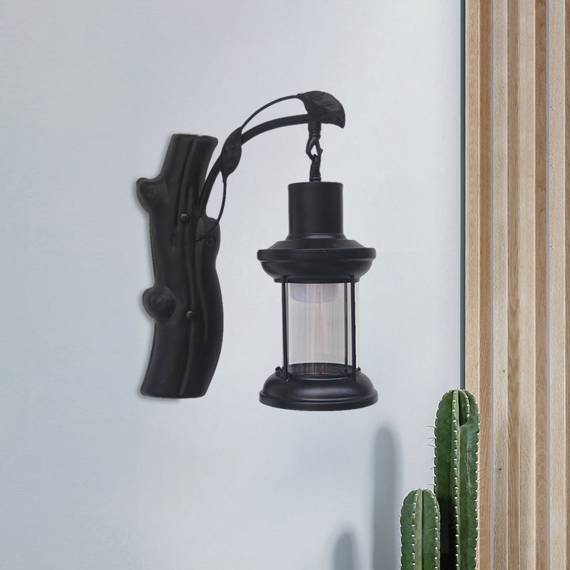 Avtoit | Kerosene Gang Wall Light Fixture Coastal Clear Glass 1 Light Black/Copper Sconce Lamp