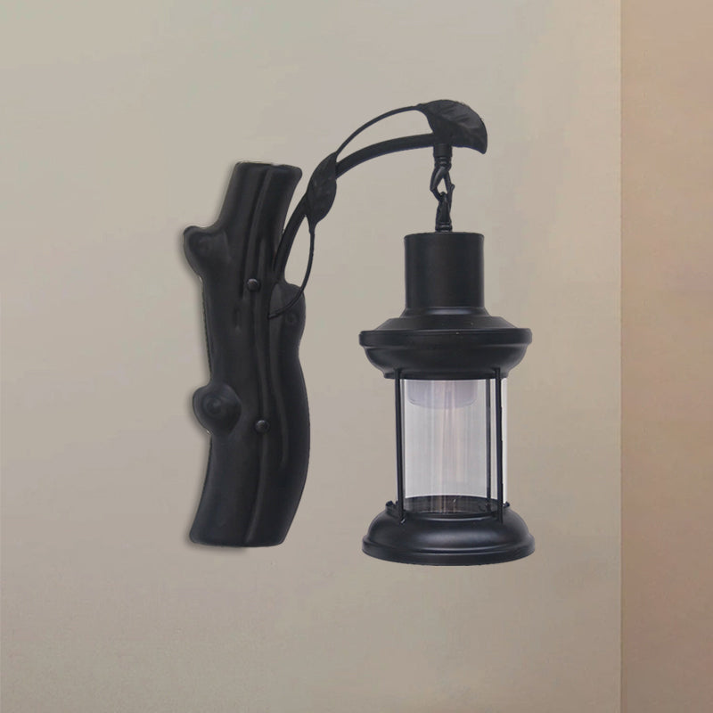 Avtoit | Kerosene Gang Wall Light Fixture Coastal Clear Glass 1 Light Black/Copper Sconce Lamp