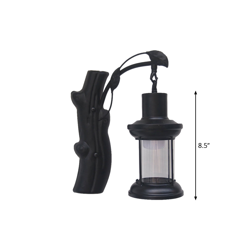 Avtoit | Kerosene Gang Wall Light Fixture Coastal Clear Glass 1 Light Black/Copper Sconce Lamp