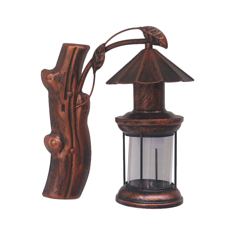 Avtoit | 1 Light Clear Glass Wall Sconces Light Retro Coastal Black/Copper Petroleum Hallway Lighting Fixture