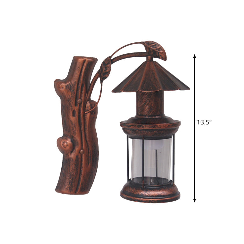 Avtoit | 1 Light Clear Glass Wall Sconces Light Retro Coastal Black/Copper Petroleum Hallway Lighting Fixture