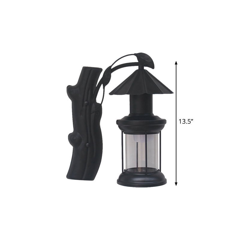 Avtoit | 1 Light Clear Glass Wall Sconces Light Retro Coastal Black/Copper Petroleum Hallway Lighting Fixture
