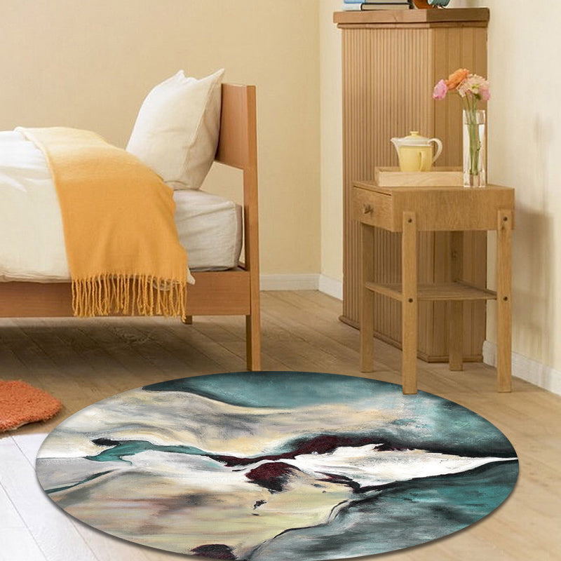 Avtoit | Simple Blue Industrial Carpet Polyester Abstract Carpet Washable Non-Slip Underlay Pet-Friendly Carpet for the Living Room