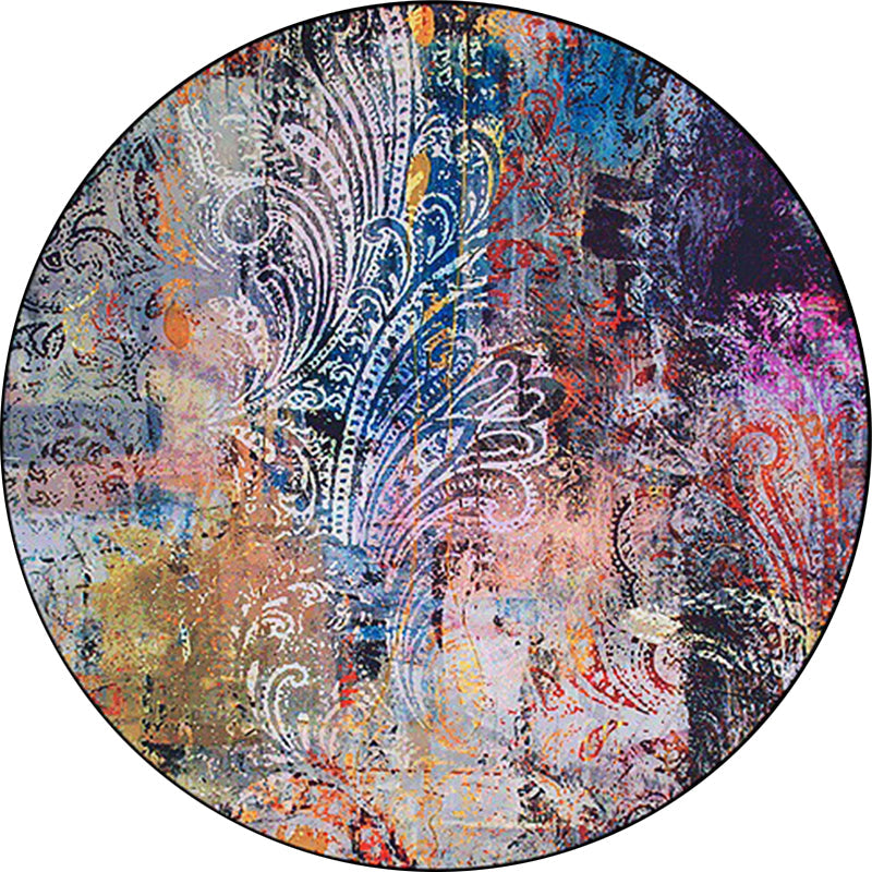 Avtoit | Unique Abstract Paisley Pattern Rug Multicolor Modern Rug Polyester Washable Non-slip Pet-friendly Area Rug for Living Room