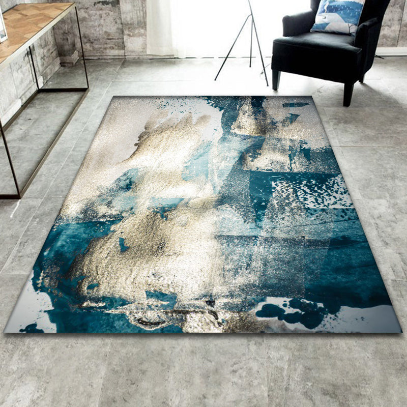 Avtoit | Minimalist Abstract Star Pattern Carpet Blue Polyester Rug Non-Slip Pet-Friendly Washable Indoor Carpet for Decoration