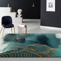 Avtoit | Creative Green Industrial Carpet Polyester Abstract Swirl Striped Pattern Carpet Washable Non-Slip Backing Pet-Friendly Carpet for Decoration